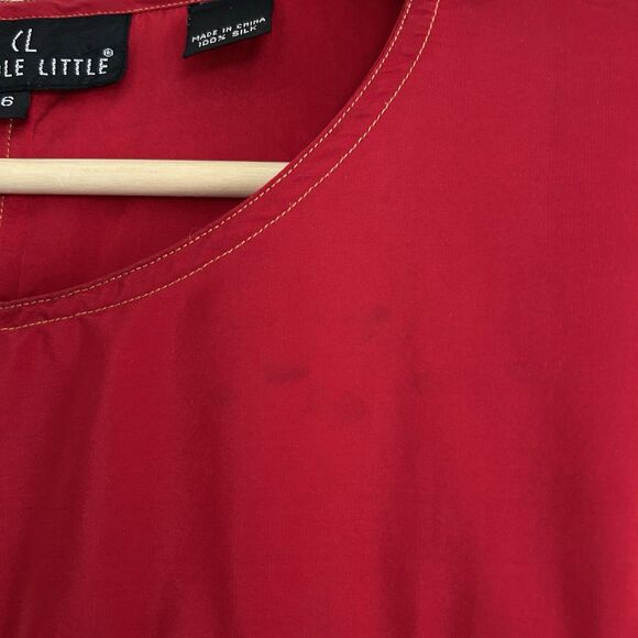 Vintage Carole Little Red Silk Tunic Top Size 6 READ - Picture 10 of 13